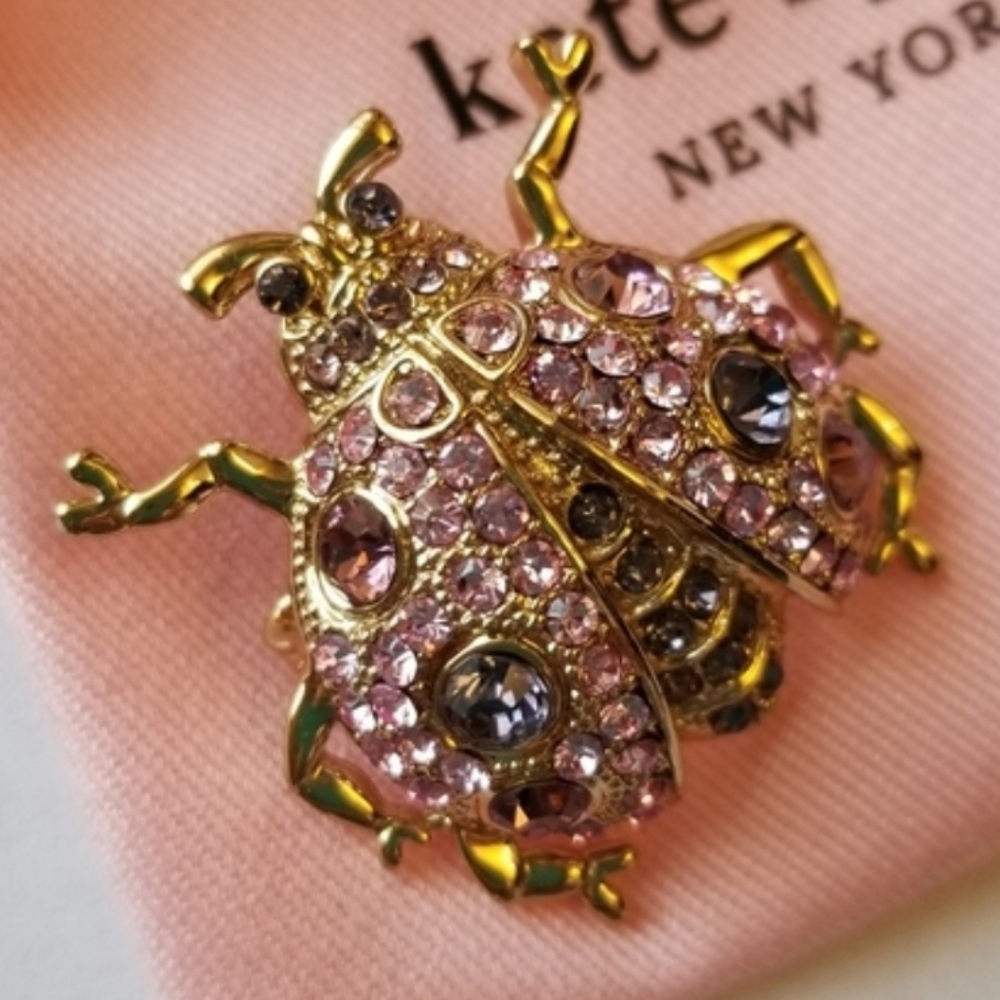 ❗Charter Club Crystal Pink Purple Ladybug Brooch❗